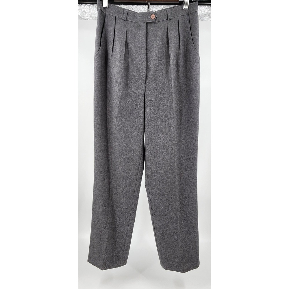 Giorgio Sant'Angelo Women's 10 Gray 100% Merino Wool Pleated Lined Trouser Pants